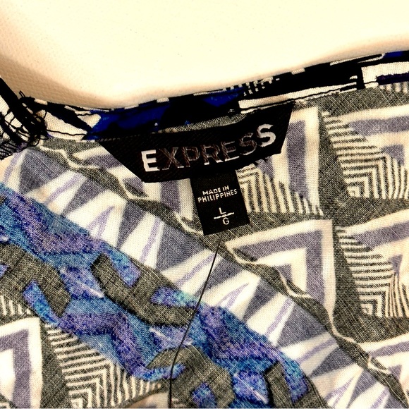 Express Black & Royal Blue Geometric Sleeveless Flowy Dress Large - Picture 5 of 8